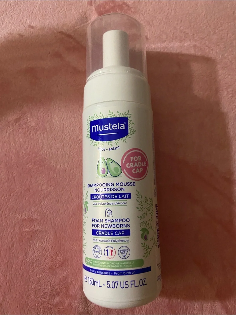 Mustela Foam Shampoo for Newborns - White Bottle with Green Accents